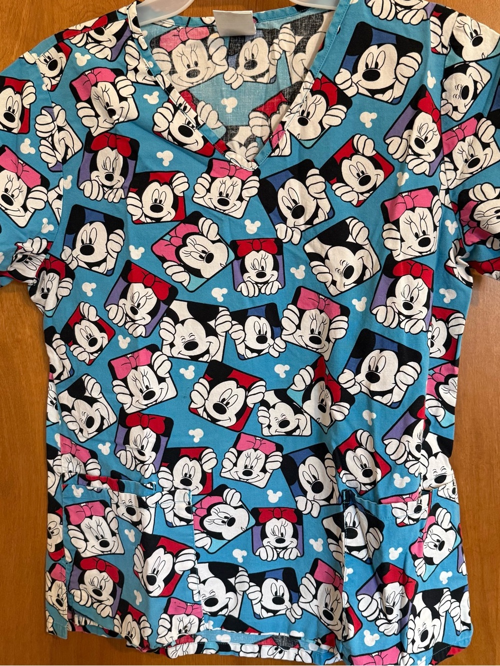 Disney Mickey & Minnie scrubs Print Top - Blue, Red, White